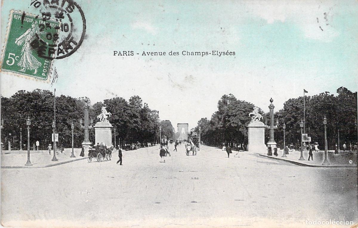 Postales: Tarjeta Postal de la Avenida de los Campos El&iacute;seos en Par&iacute;s