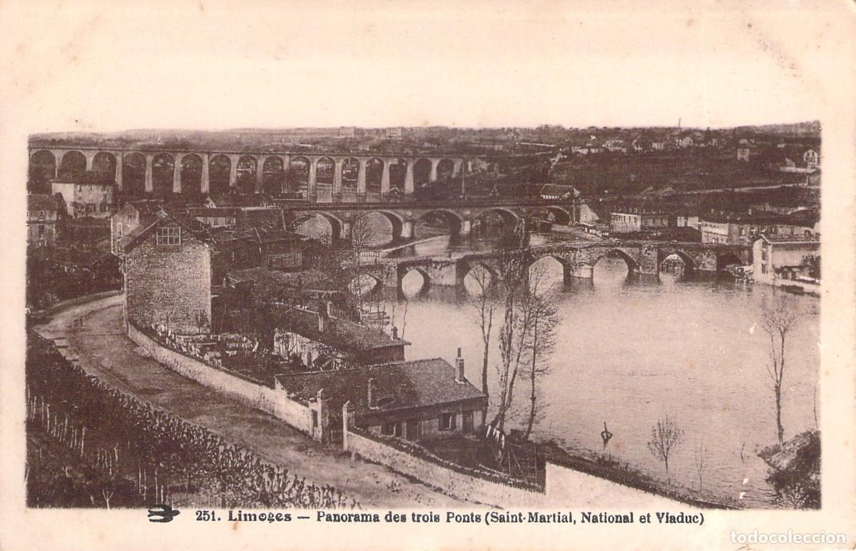 Postales: Tarjeta Postal Limoges Panorama de los Tres Puentes sobre el R&iacute;o Vienne