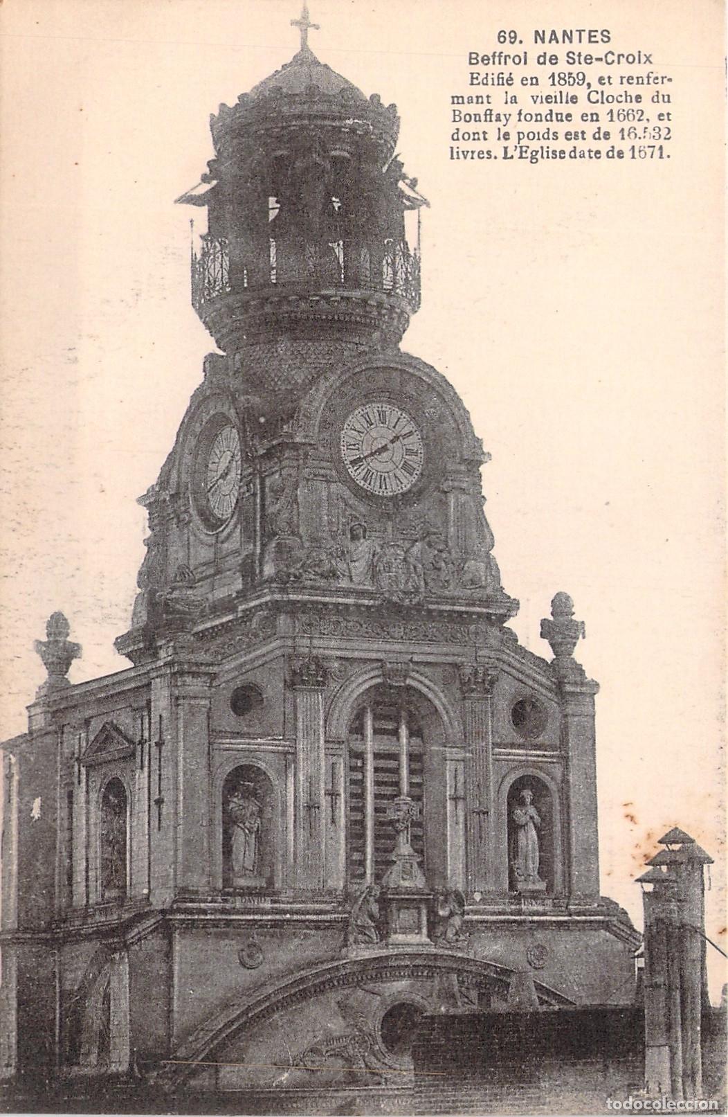 Postales: Postal de Nantes - Campanario de Sainte-Croix, Francia