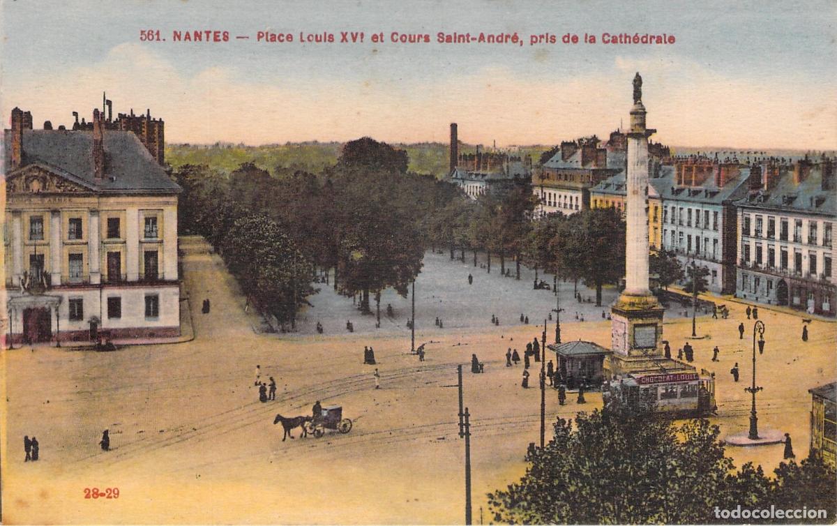 Postales: Postal de la Plaza de Luis XVI en Nantes, Francia
