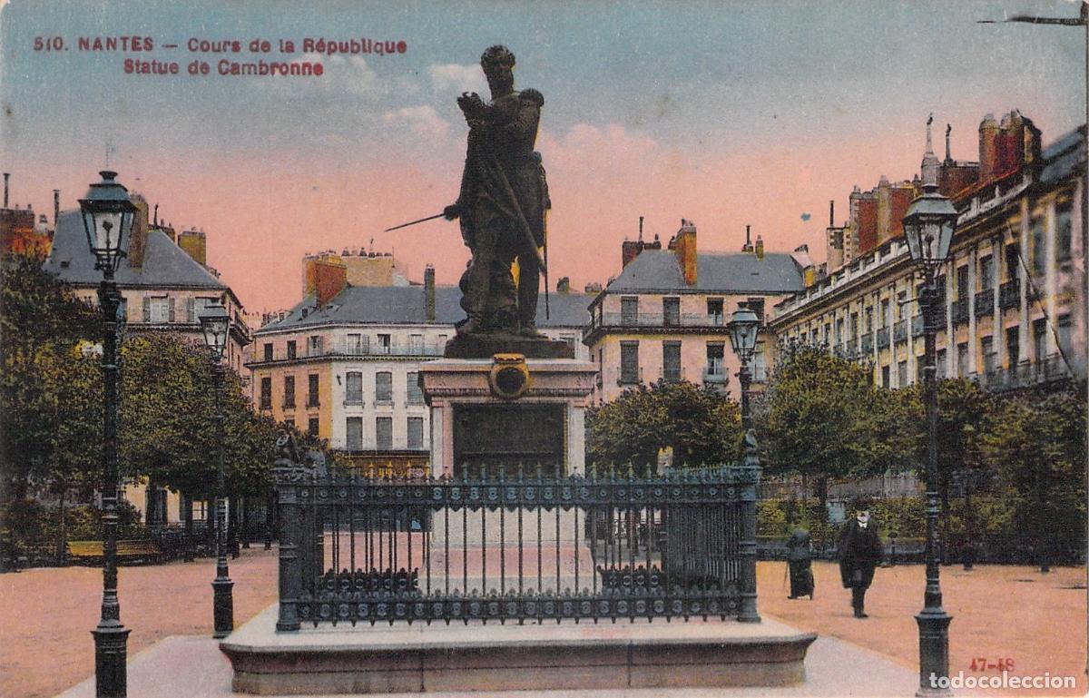 Postales: Postal de la Estatua de Cambronne en Nantes, Francia