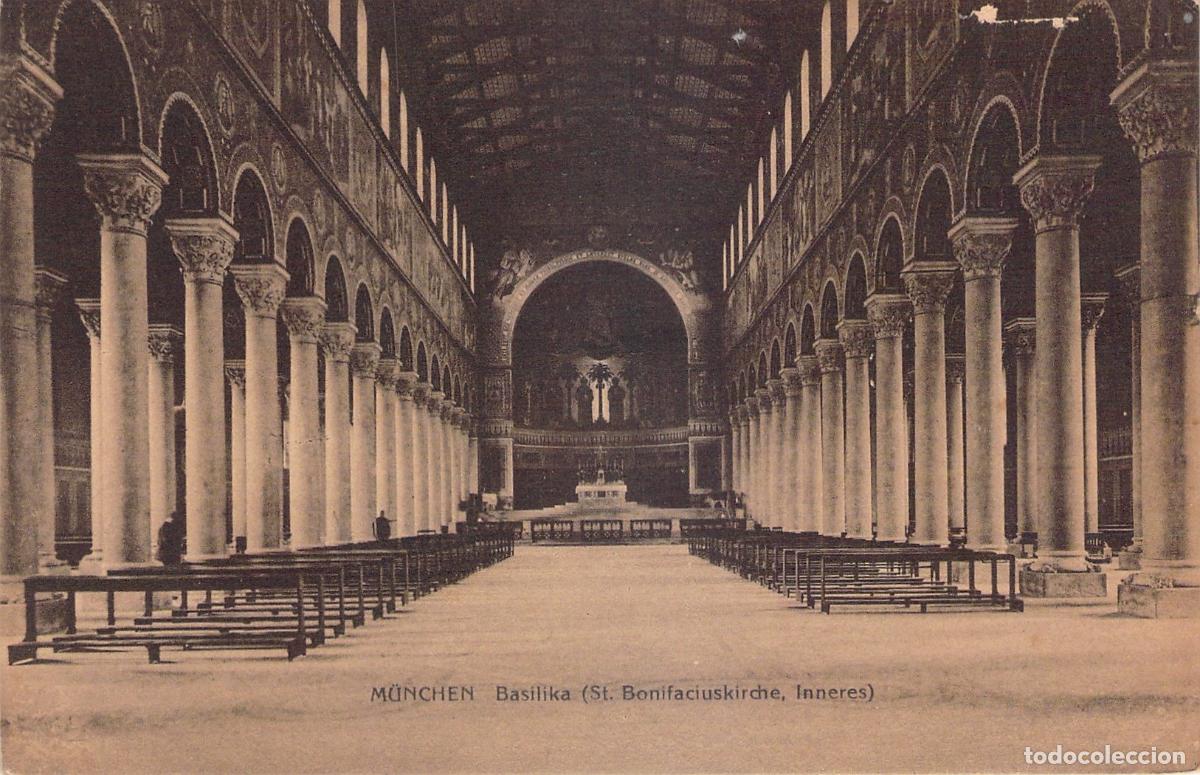 Postales: Postal del Interior de la Bas&iacute;lica de San Bonifacio en M&uacute;nich