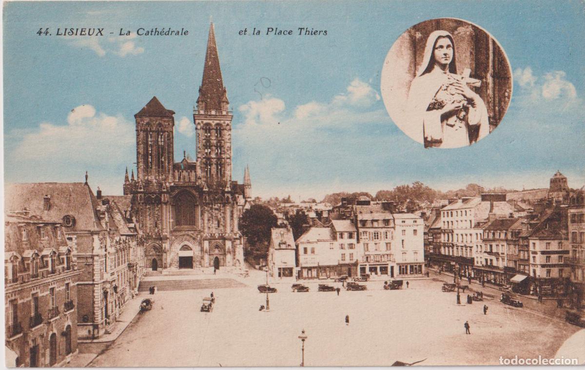 Postales: FRANCIA, LISIEUX, LA CATEDRAL Y LA PLAZA THIERS - J.NOZAIS 44 - S/C
