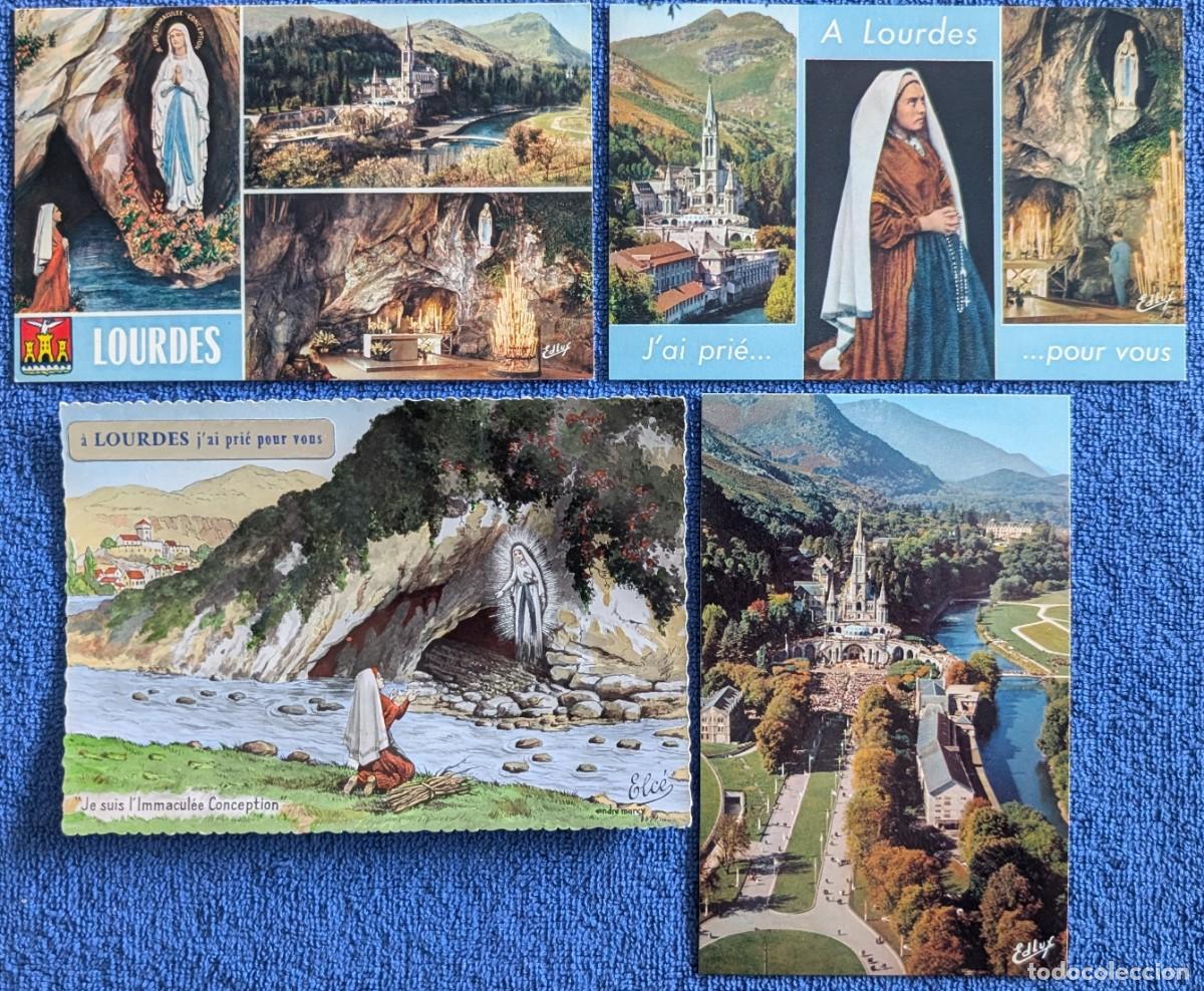 Postcards: Lote de cuatro postales sin circular de Lourdes (A&ntilde;os 50 y 60)