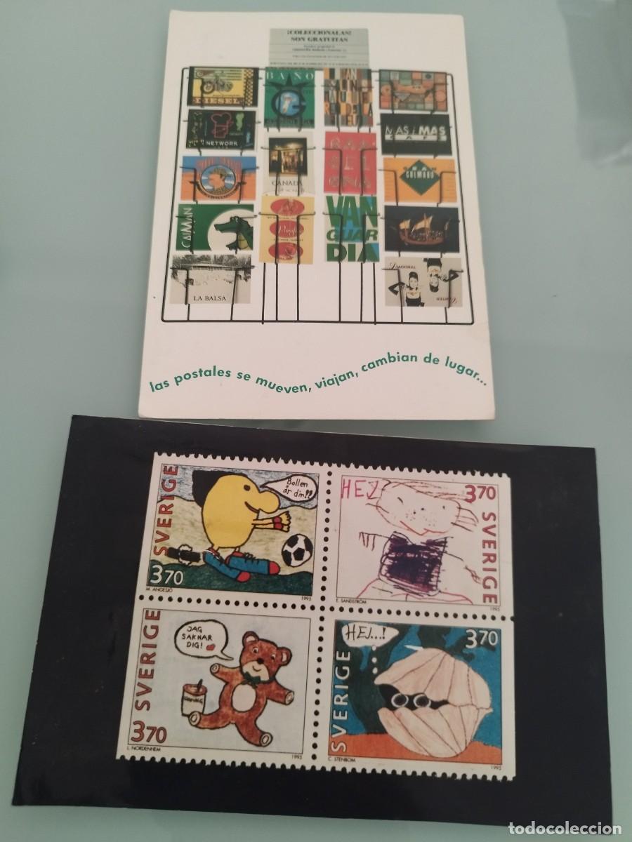 Postales: 2 tarjetas postales Greetings o Dibujos Infantiles de cuatro valores diferentes de 3.70 Kr cada uno.