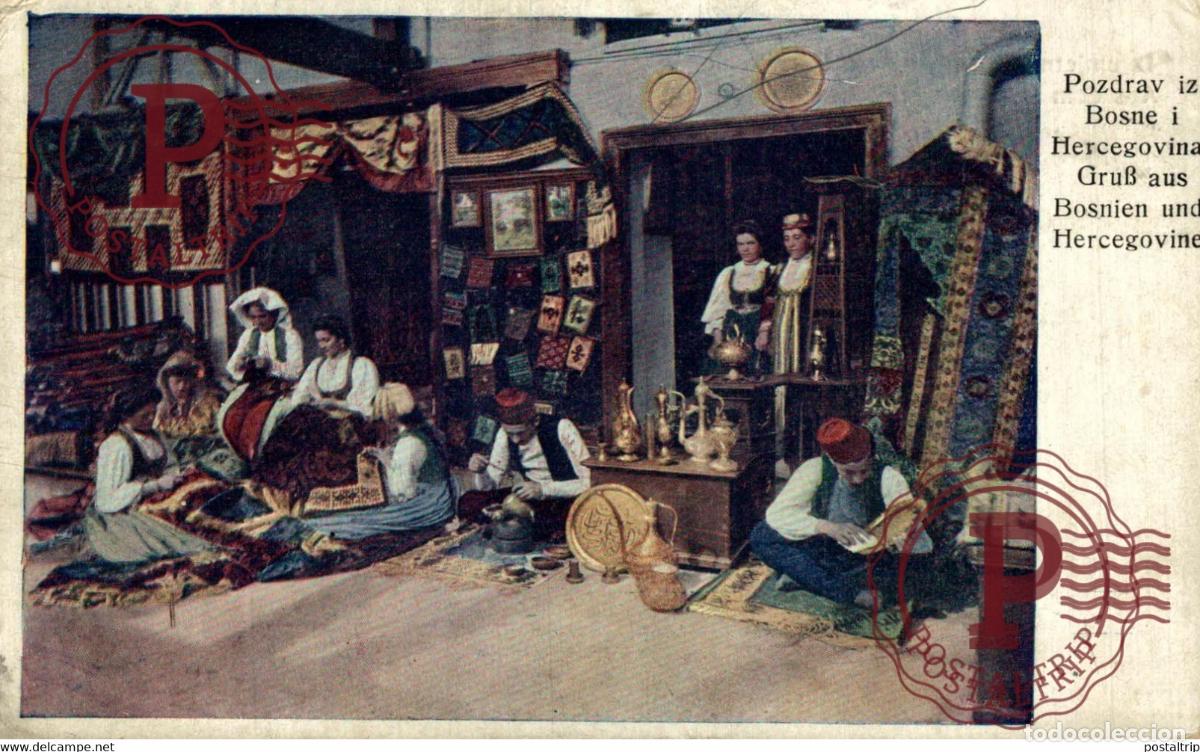 Postales: IZ UMJETNICKE RADIONICE U SARAJEVU. AUS DEM KUNSTGEWERBLICHEN ATELIER . BOSNIA Y HERZEGOVINA BOSNIE