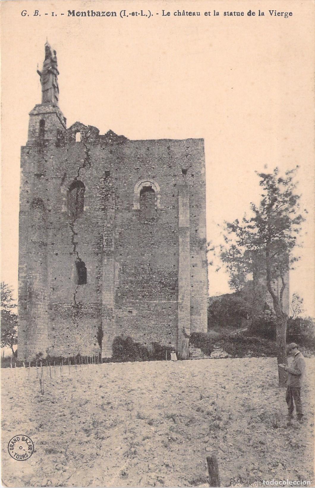 Postcards: Postal Castillo de Montbazon y Estatua de la Virgen, Francia