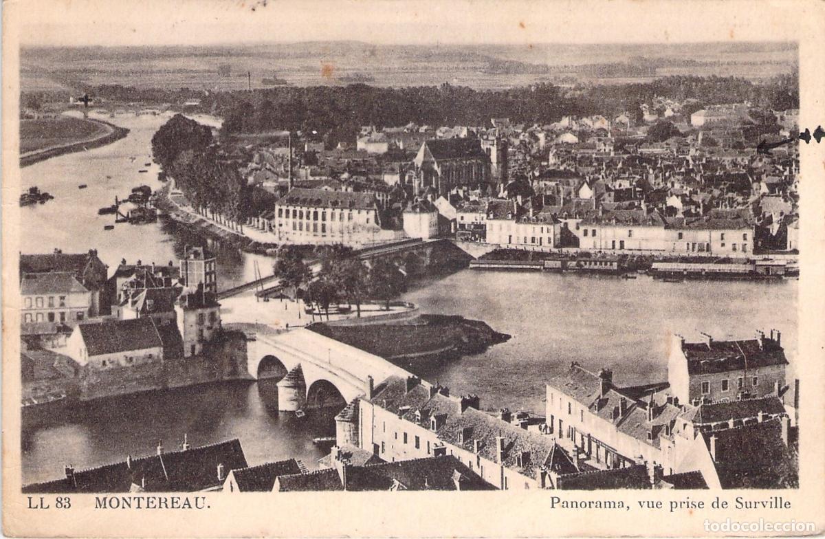 Cartes Postales: Postal de Montereau Panorama y Vista de Surville sobre el R&iacute;o Sena