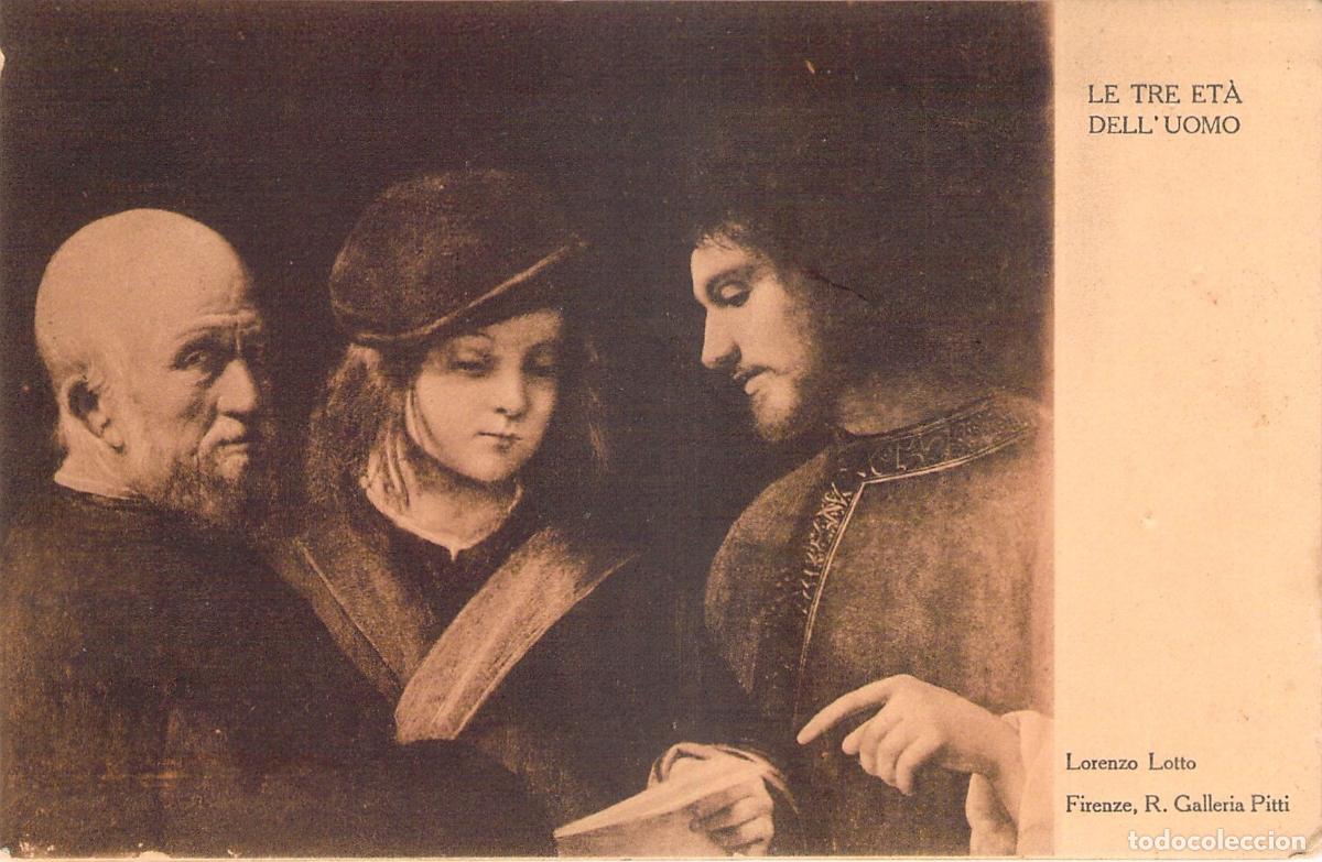 Cartes Postales: Postal de Arte Las Tres Edades del Hombre Lorenzo Lotto Galer&iacute;a Pitti