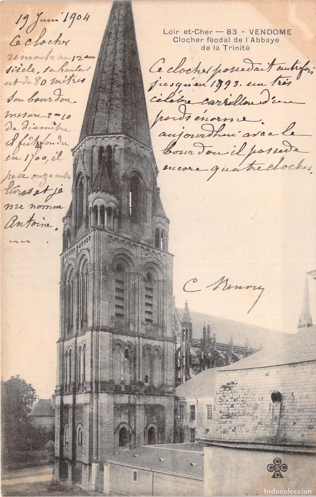 Cartes Postales: Postal del Clocher de l'Abbaye de la Trinit&eacute; en Vend&ocirc;me, Francia