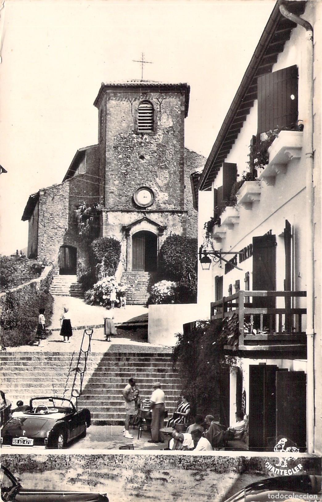 Postales: Postal Iglesia Vasca de Biriatou con Coche Cl&aacute;sico Francia