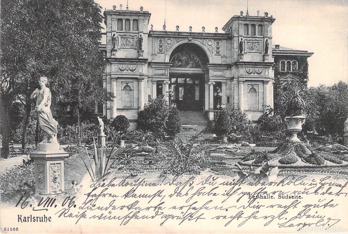 Postales: Postal de la Festhalle (Fachada Sur) en Karlsruhe, Alemania