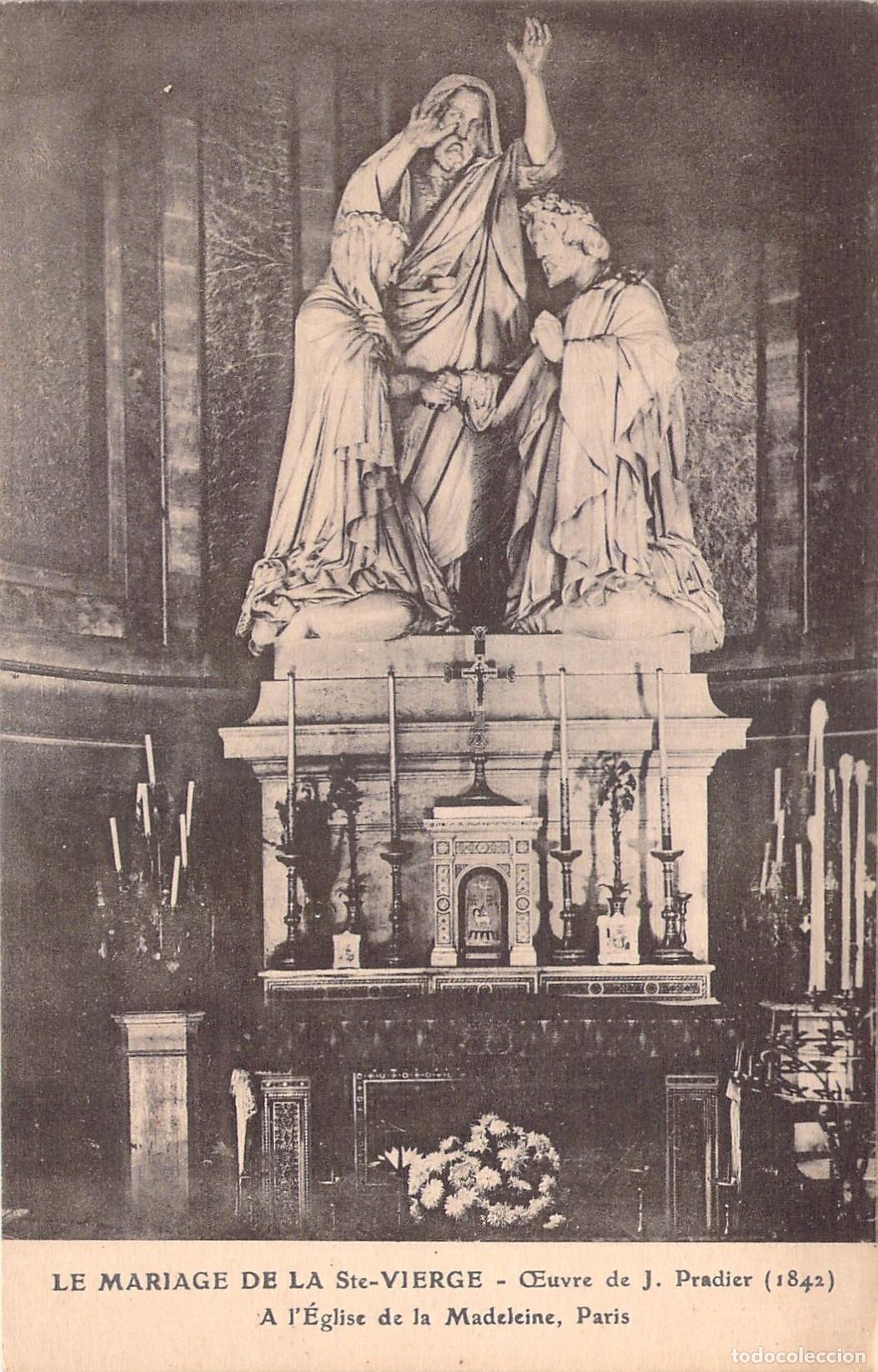 Postales: Postal Escultura El Matrimonio de la Virgen Iglesia de la Madeleine Par&iacute;s