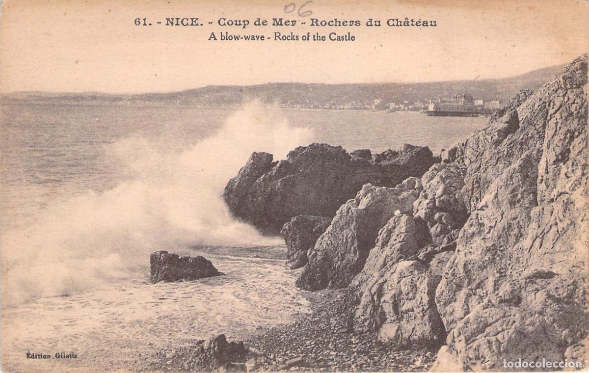Postales: Postal de Niza Francia Rochers du Ch&acirc;teau Oleaje en las Rocas