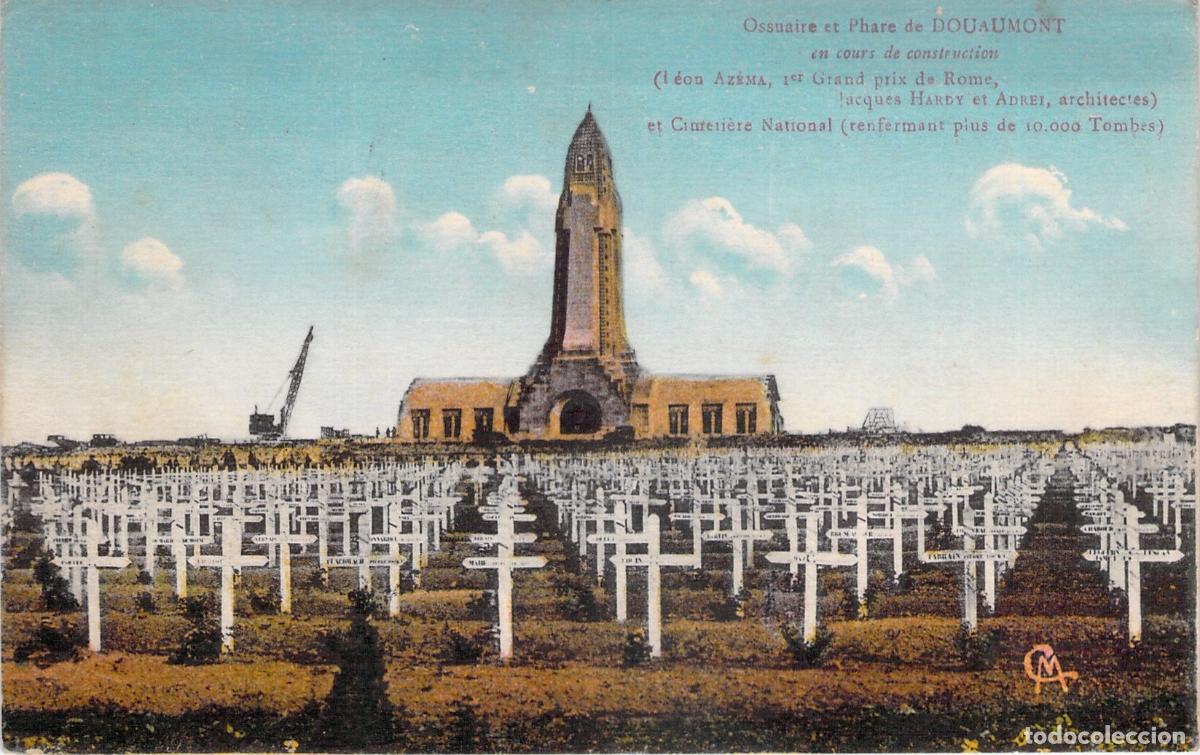 Postales: Postal del Osario de Douaumont en Construcci&oacute;n y Cementerio Militar
