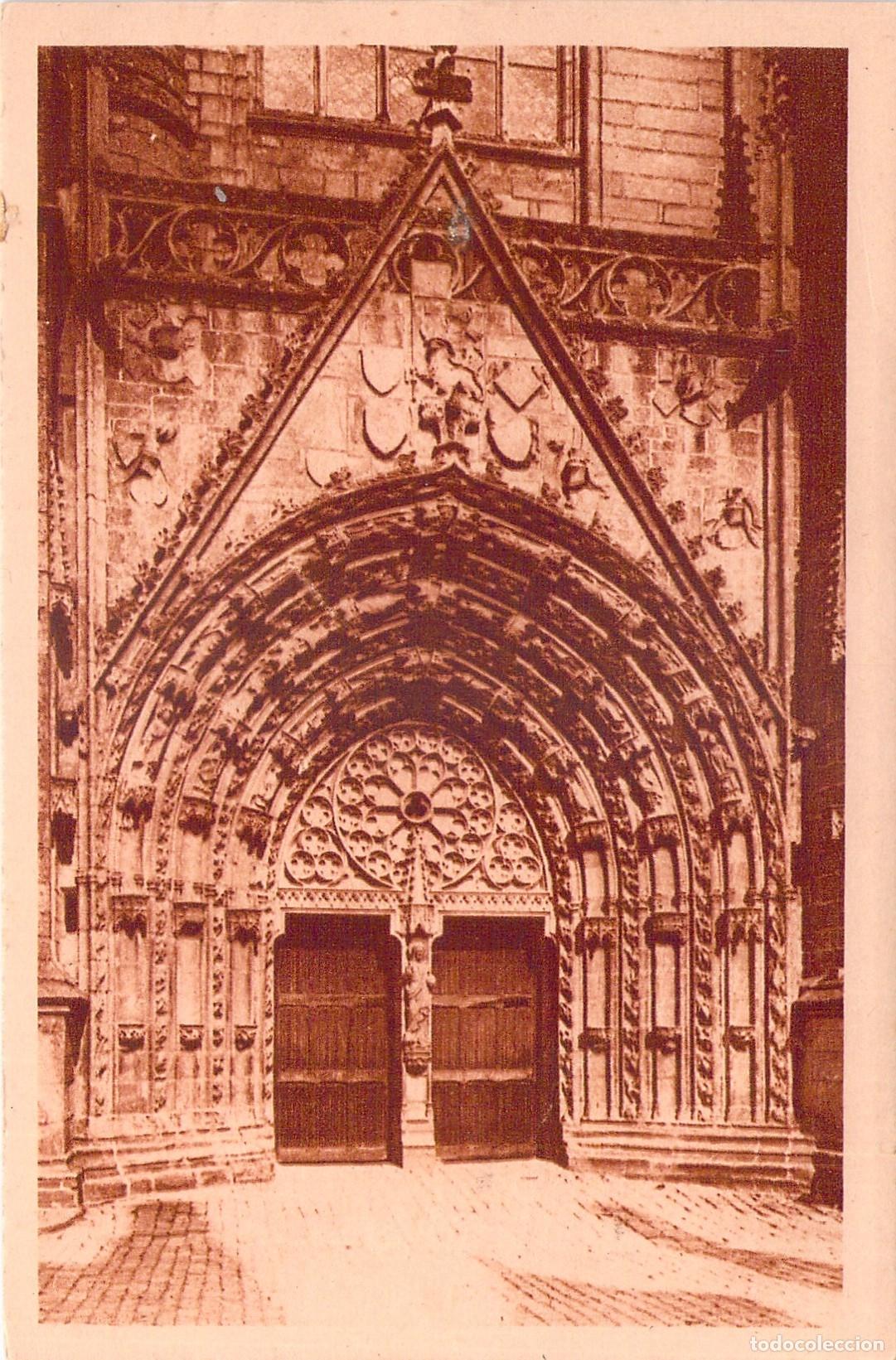 Postales: Postal de la Catedral de Quimper, Portal Occidental, Francia