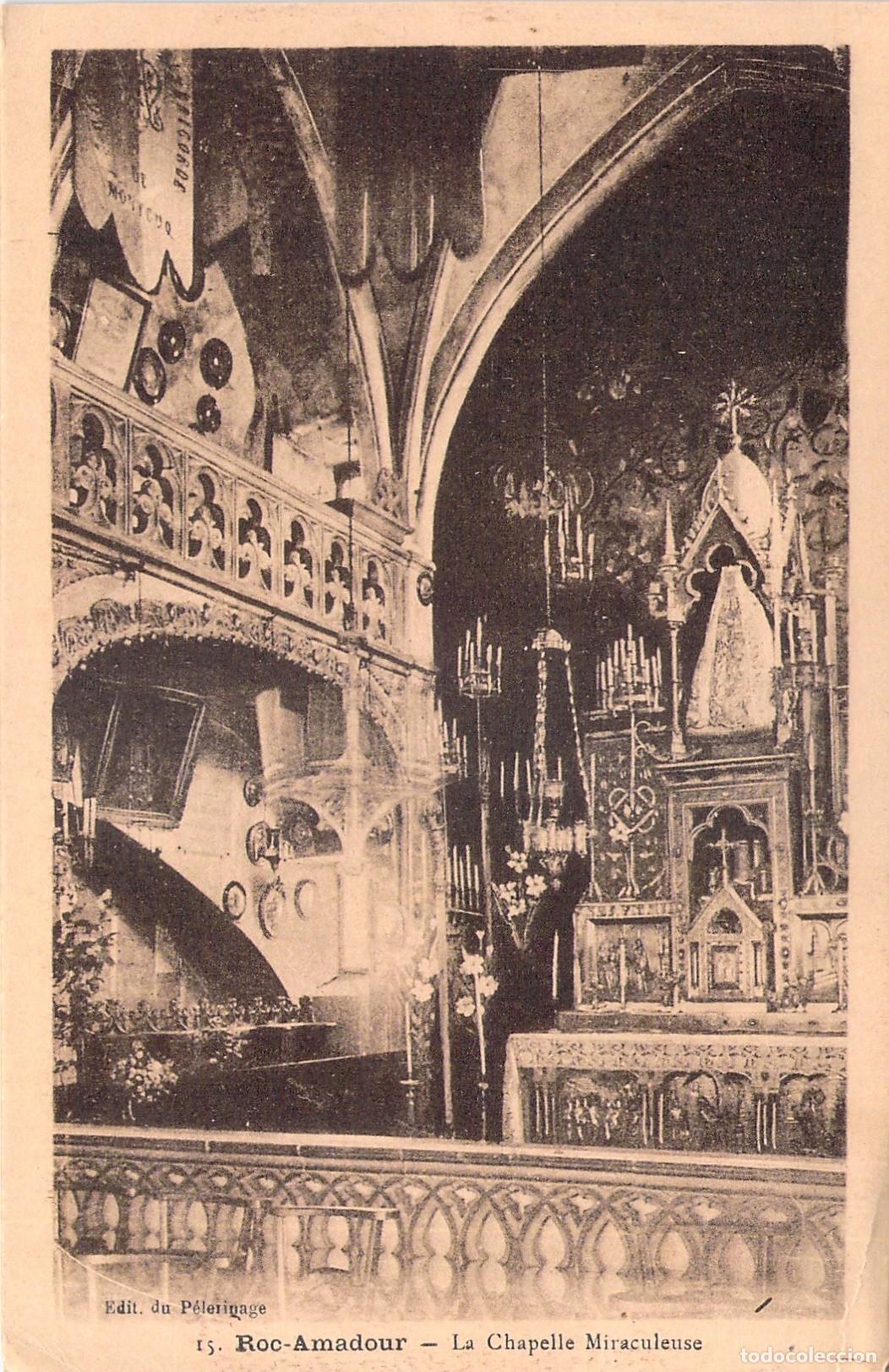 Postales: Postal de la Capilla Milagrosa, Rocamadour, Francia