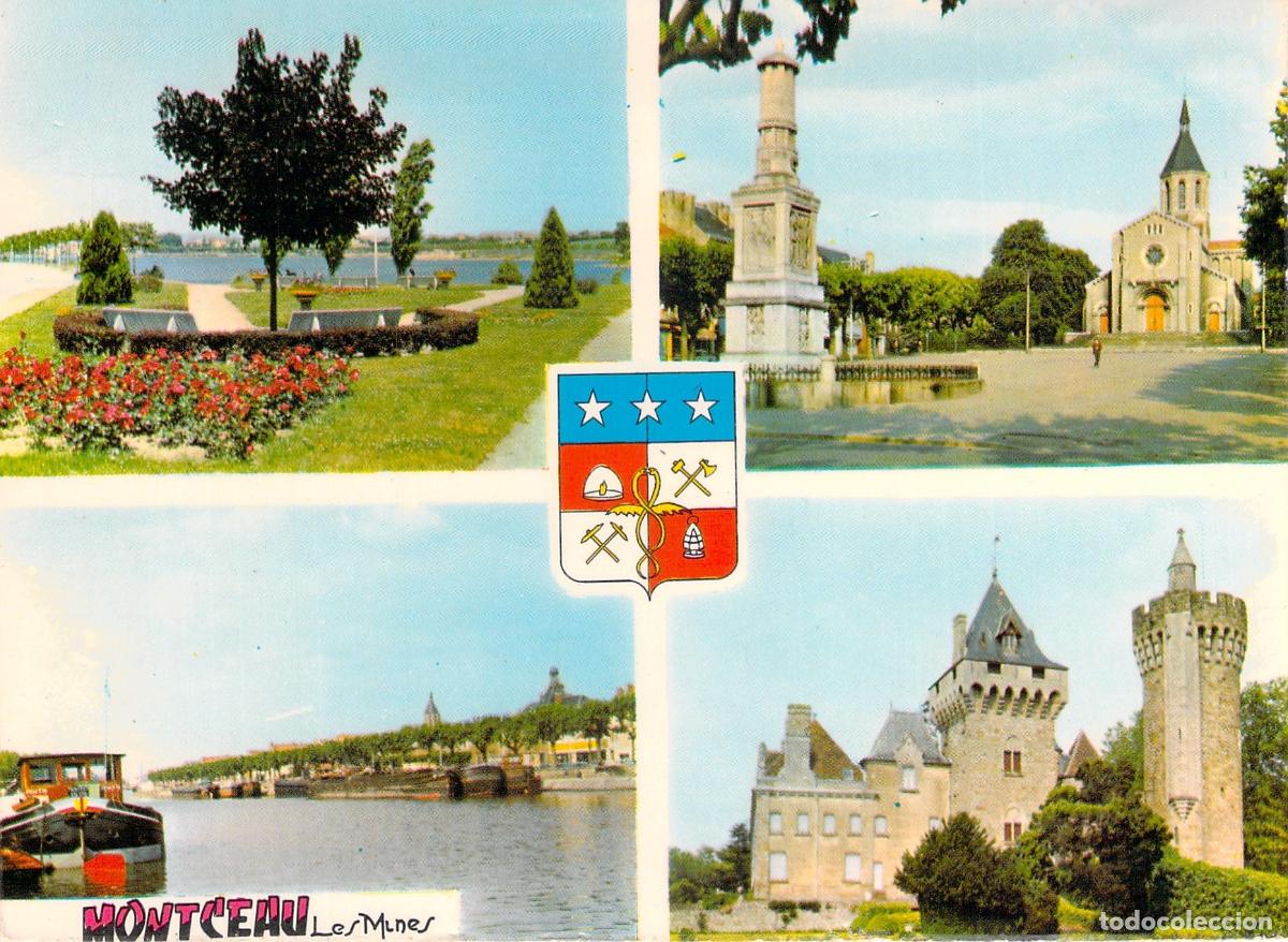 Postales: Postal de Montceau-les-Mines con Vistas del Castillo, Canal e Iglesia