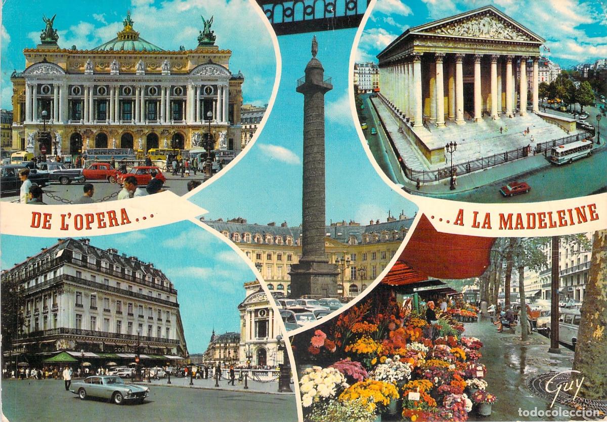 Postales: Postal Multivista de Par&iacute;s con la &Oacute;pera y la Madeleine