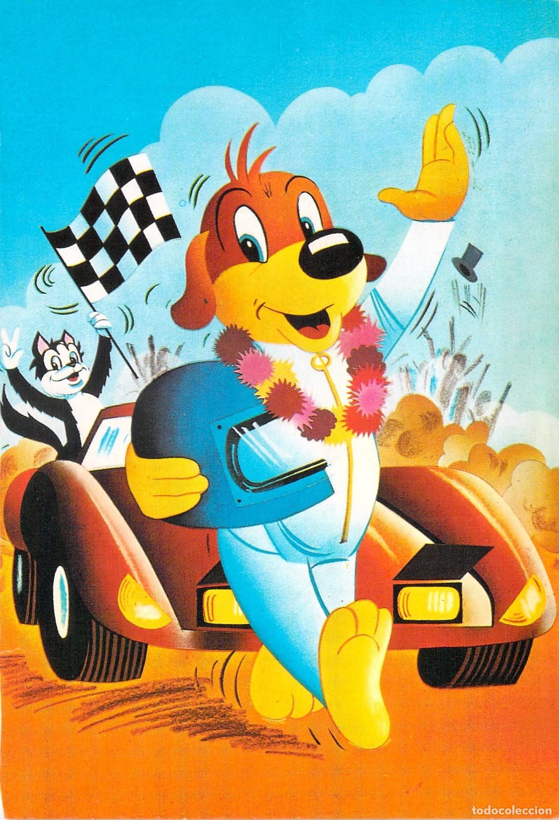 Postales: Postal Ilustrada de Pif y Hercule en Coche de Carreras Pif Gadget