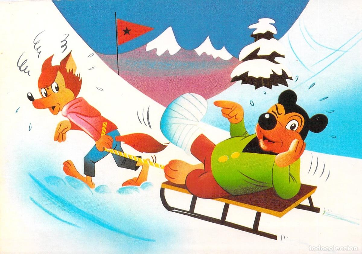 Postales: Postal C&oacute;mic Franc&eacute;s Placid y Muzo en el Invierno &Eacute;ditions Vaillant