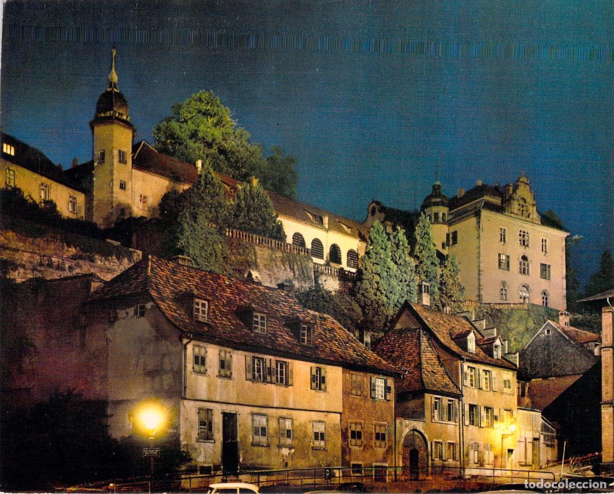 Postales: Postal de Baden-Baden Alemania Neues Schloss Vista Nocturna