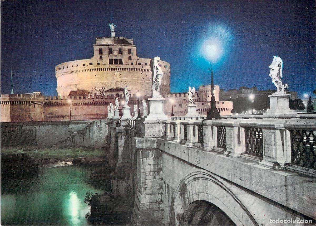 Postales: Postal de Roma con Vista Nocturna del Castel Sant'Angelo
