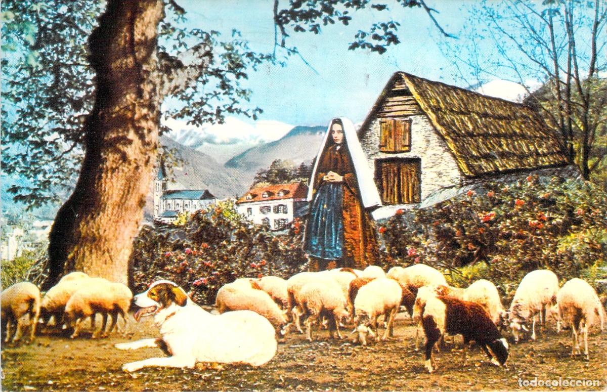 Postcards: Postal de Santa Bernardita de Lourdes con sus ovejas en Bartr&egrave;s