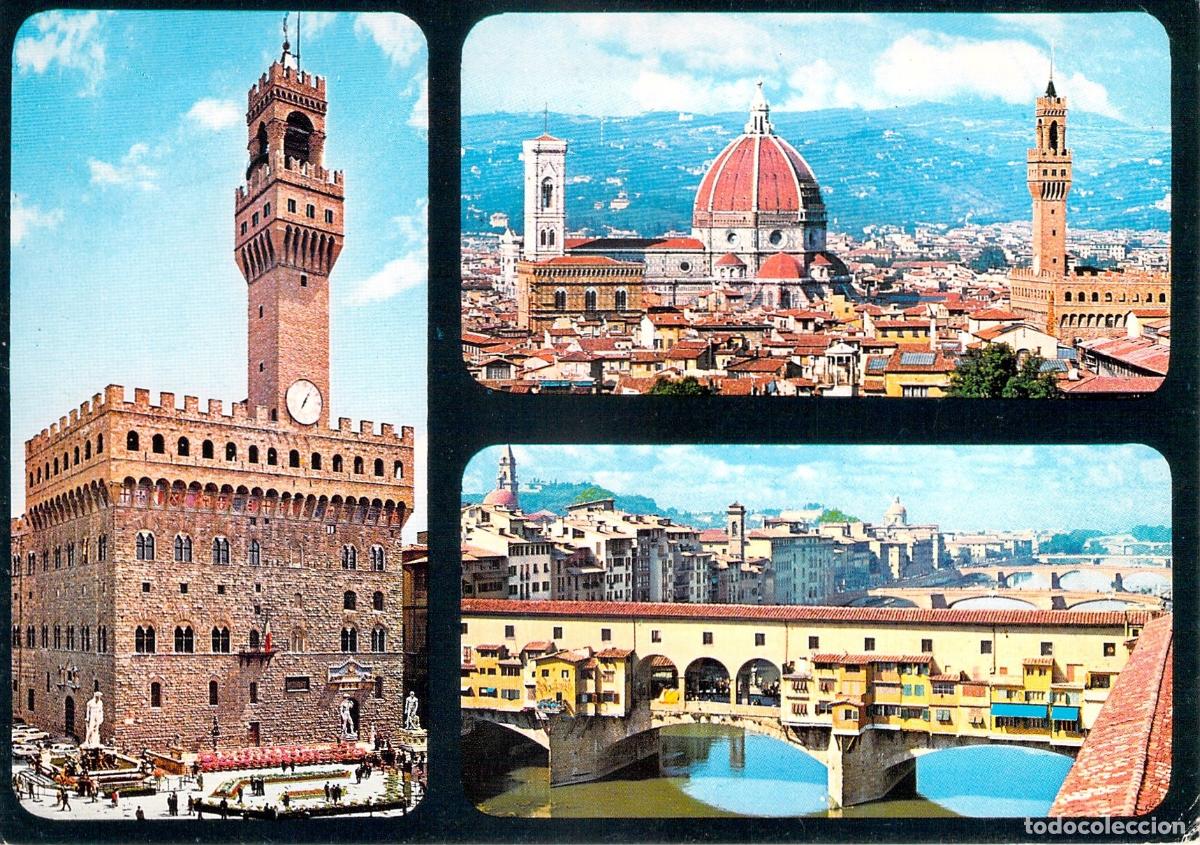 Postcards: Postal Multivista de Florencia: Palazzo Vecchio, Duomo y Ponte Vecchio