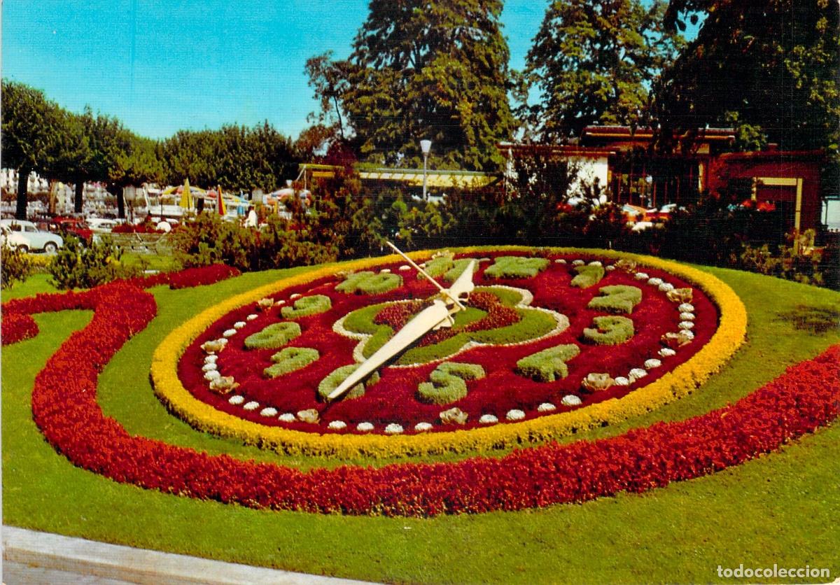 Postcards: Postal de Ginebra Suiza Reloj de Flores L'horloge Fleurie