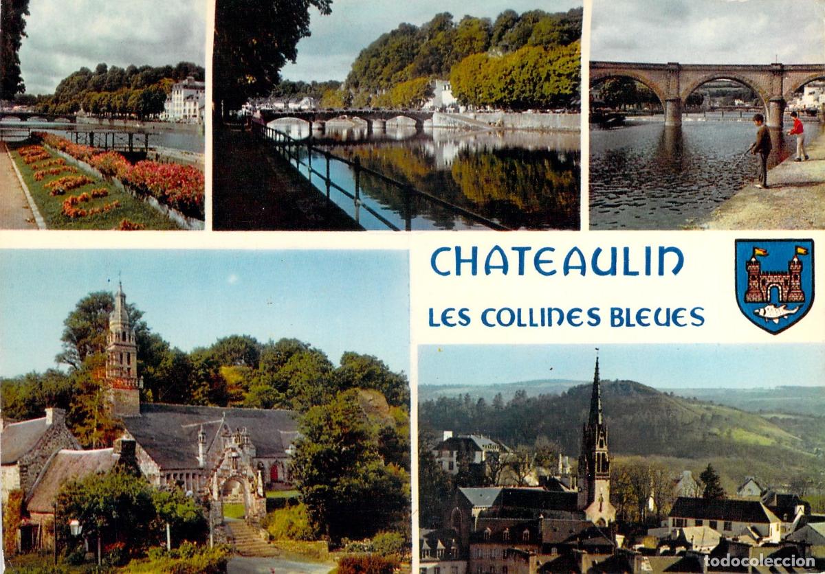 Postcards: Postal de Ch&acirc;teaulin - Les Collines Bleues, Breta&ntilde;a, Francia