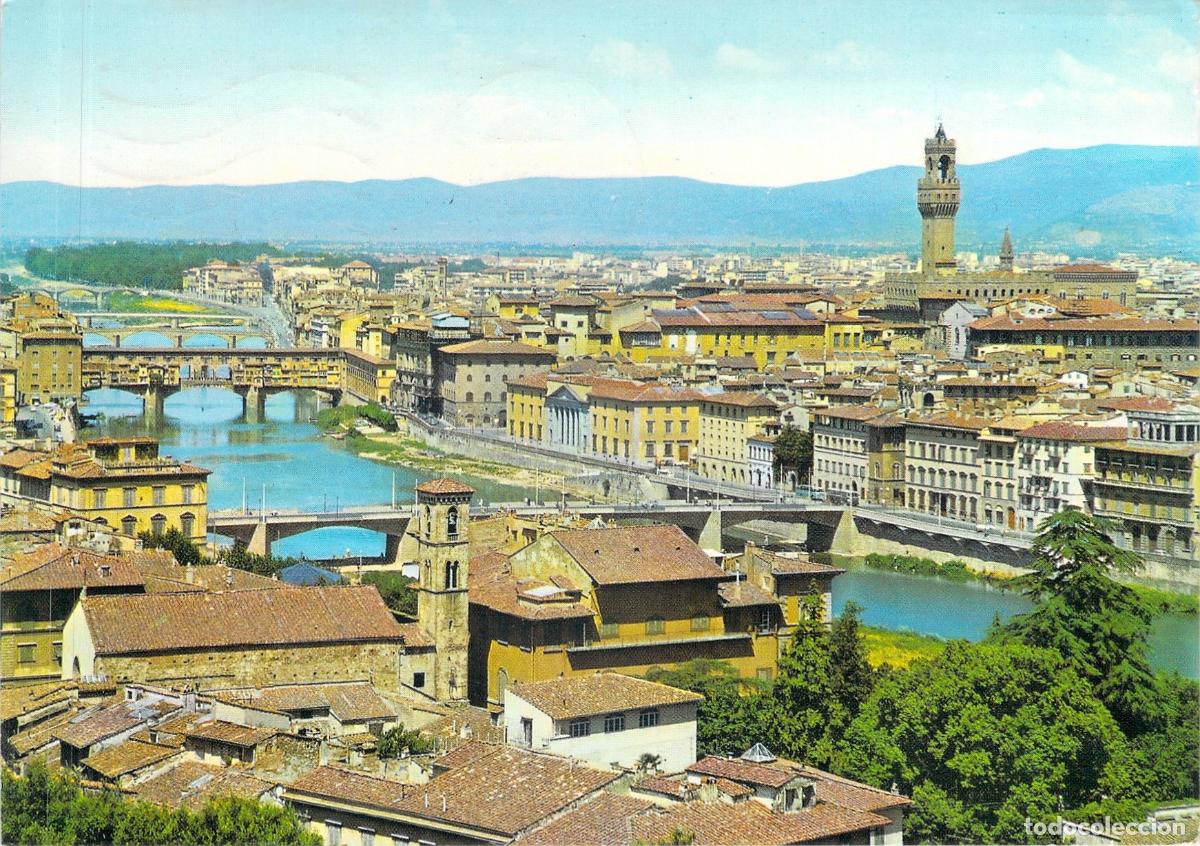 Postcards: Postal de Florencia con Vista Panor&aacute;mica de los Puentes sobre el R&iacute;o Arno
