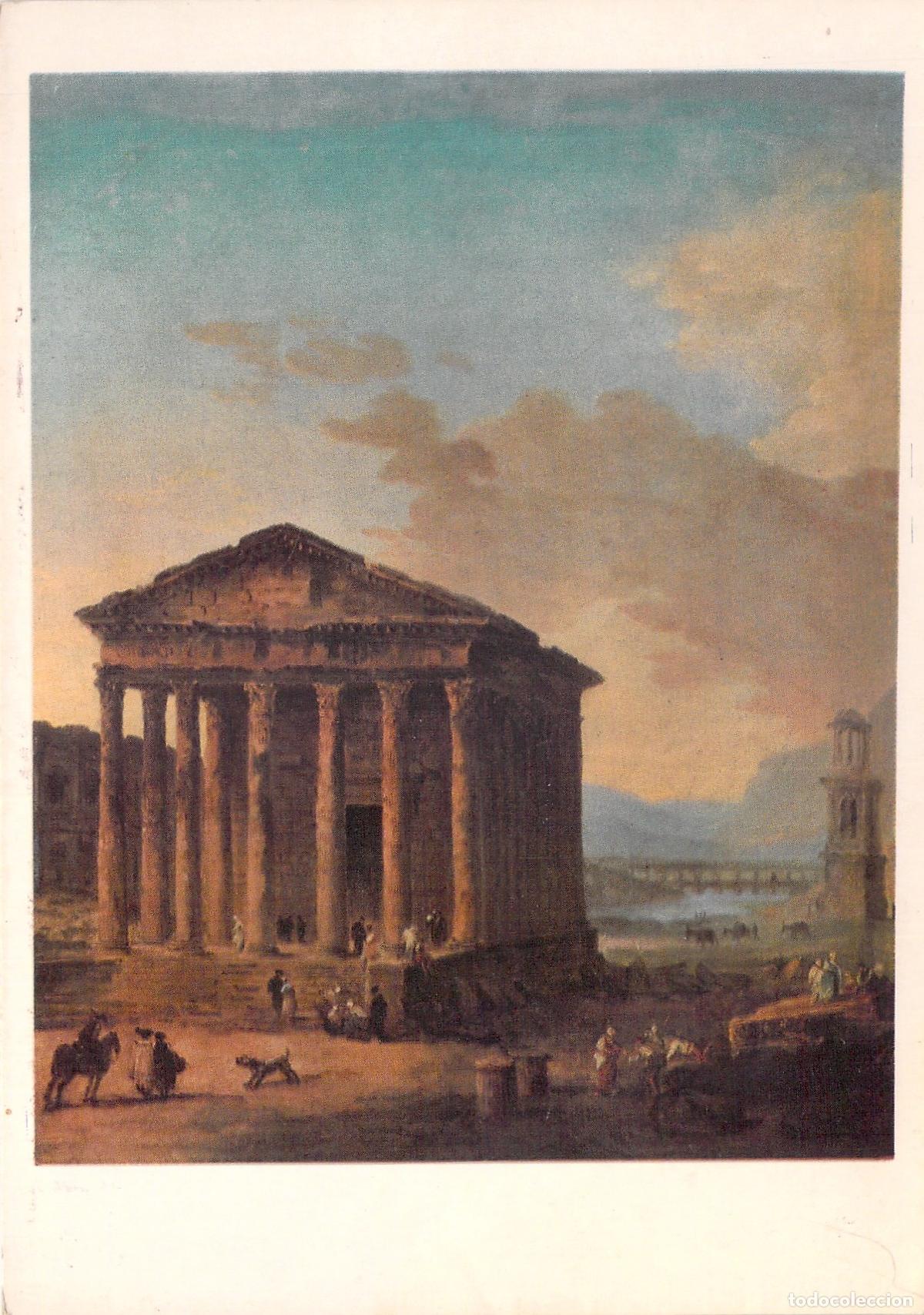 Postcards: Postal Art&iacute;stica Pintura Hubert Robert Maison Carr&eacute;e de N&icirc;mes Francia