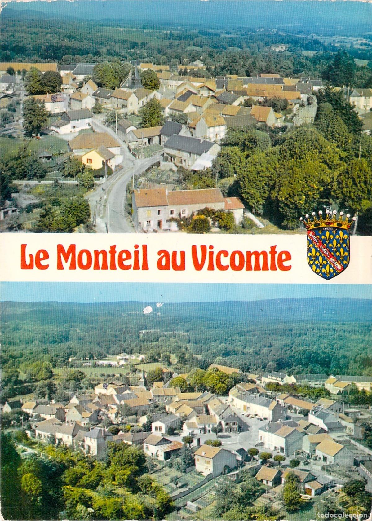 Postcards: Postal de Le Monteil-au-Vicomte con Vistas A&eacute;reas y Escudo