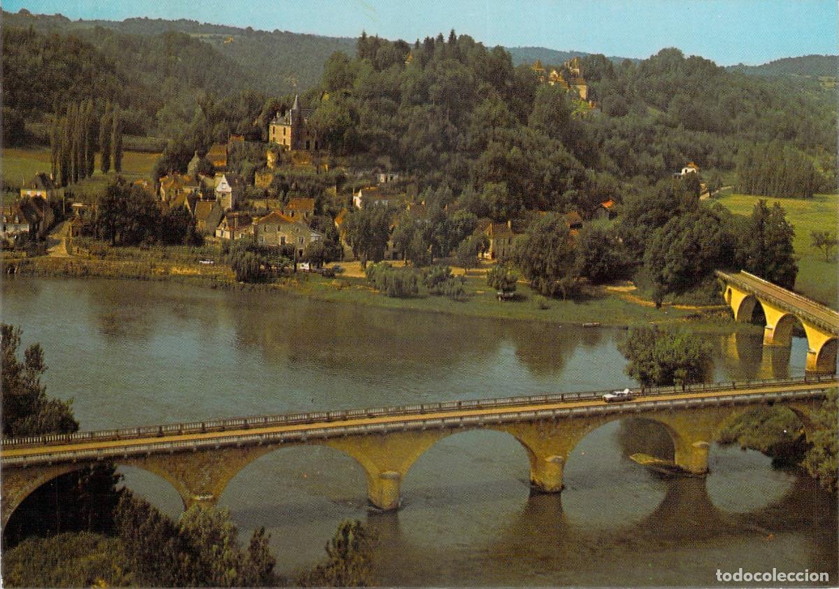 Postcards: Postal de Limeuil y el r&iacute;o Dordogne con puente hist&oacute;rico