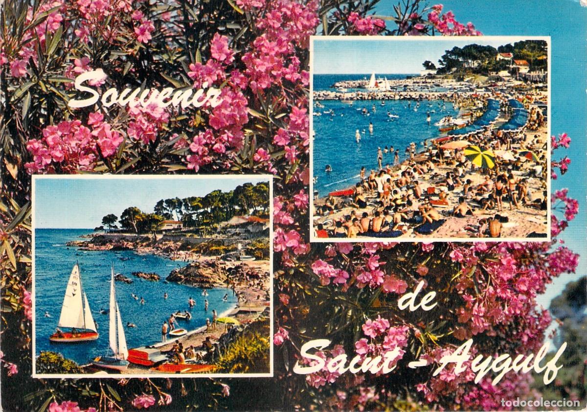 Postcards: Postal de Saint-Aygulf Costa Azul con Vistas de Playas y Flores