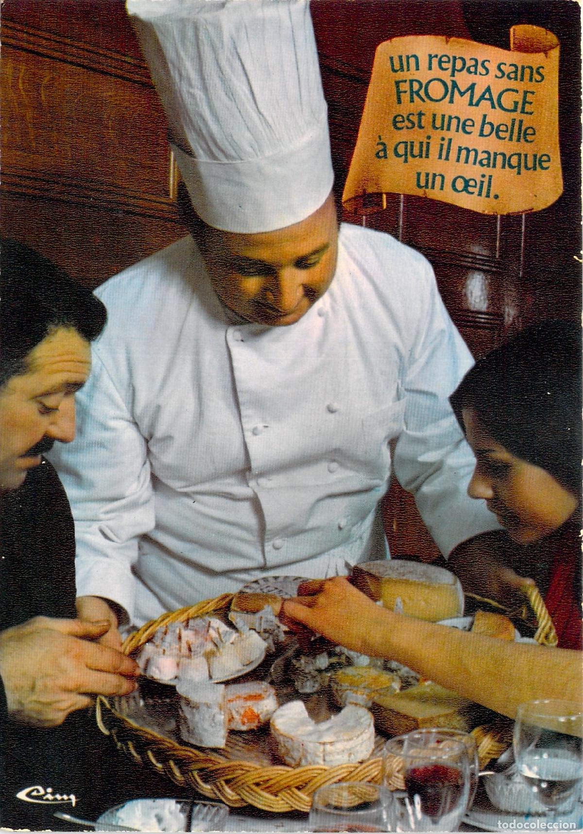 Postales: Postal Francesa de Gastronom&iacute;a Chef con Plato de Queso