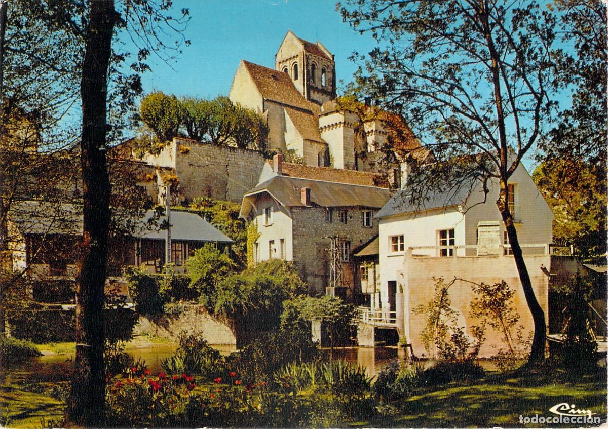 Postales: Postal de La Roche-Posay Iglesia Fortificada y Molino sobre el Creuse