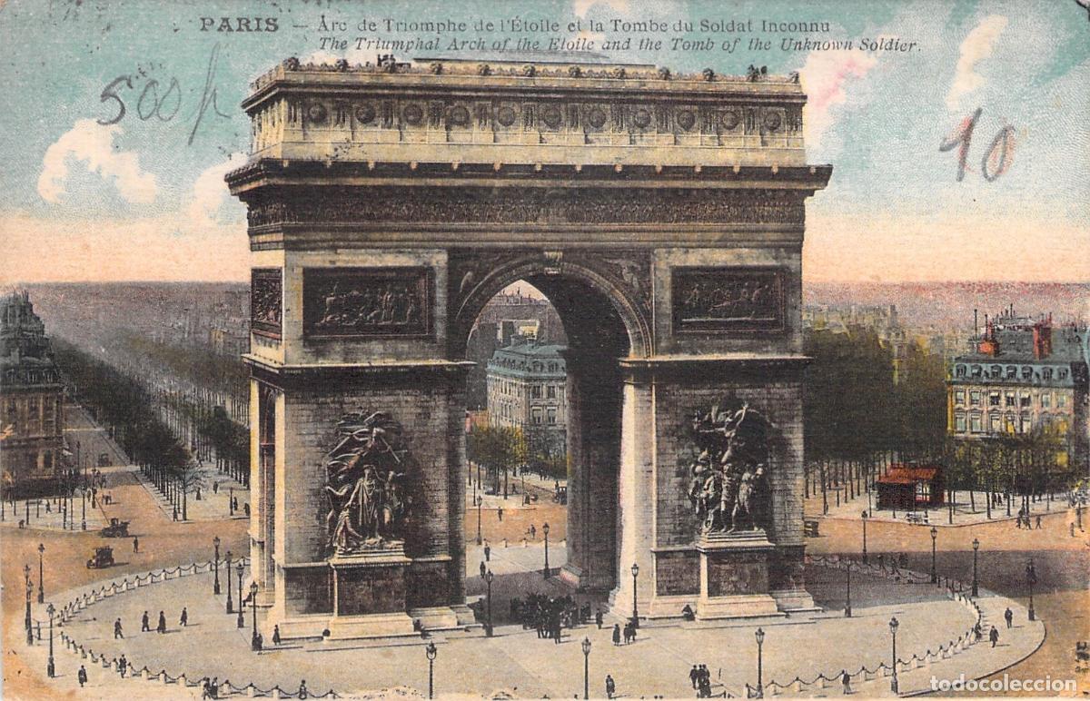 Postales: Postal de Par&iacute;s: Arco de Triunfo y Tumba del Soldado Desconocido