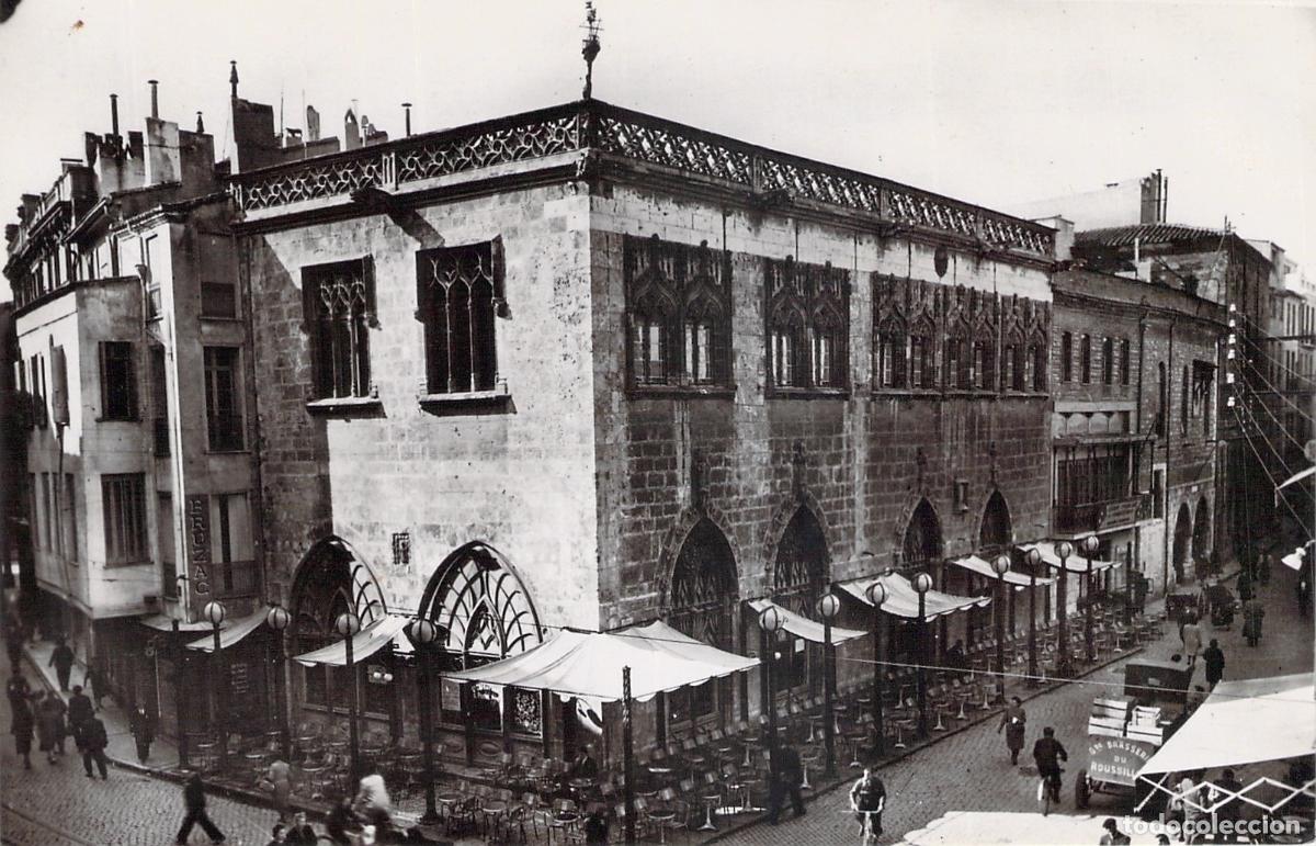 Postales: Postal de Perpignan, Place de la Loge y Caf&eacute; de France