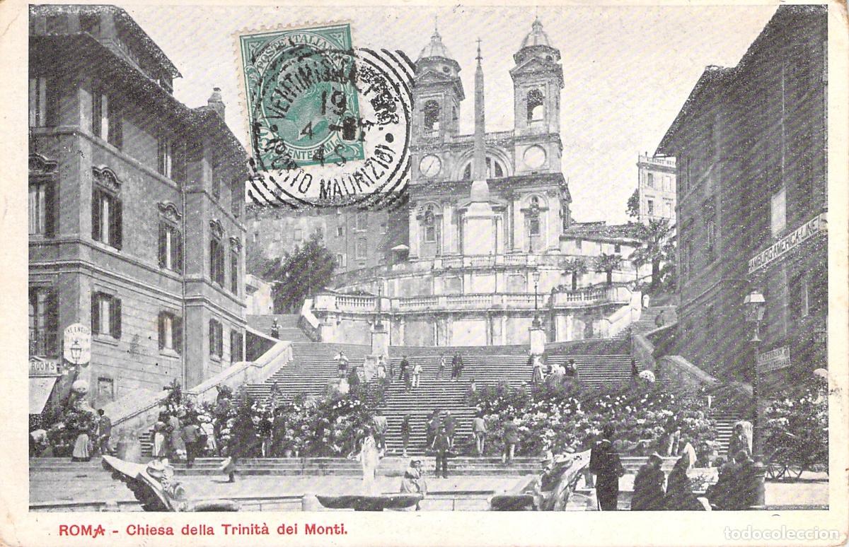 Postales: Postal de Roma: Escaleras de la Plaza de Espa&ntilde;a y Trinit&agrave; dei Monti