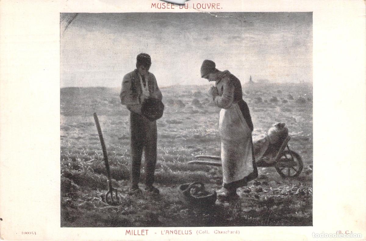 Postales: Postal Art&iacute;stica Jean-Fran&ccedil;ois Millet - El &Aacute;ngelus, Museo del Louvre
