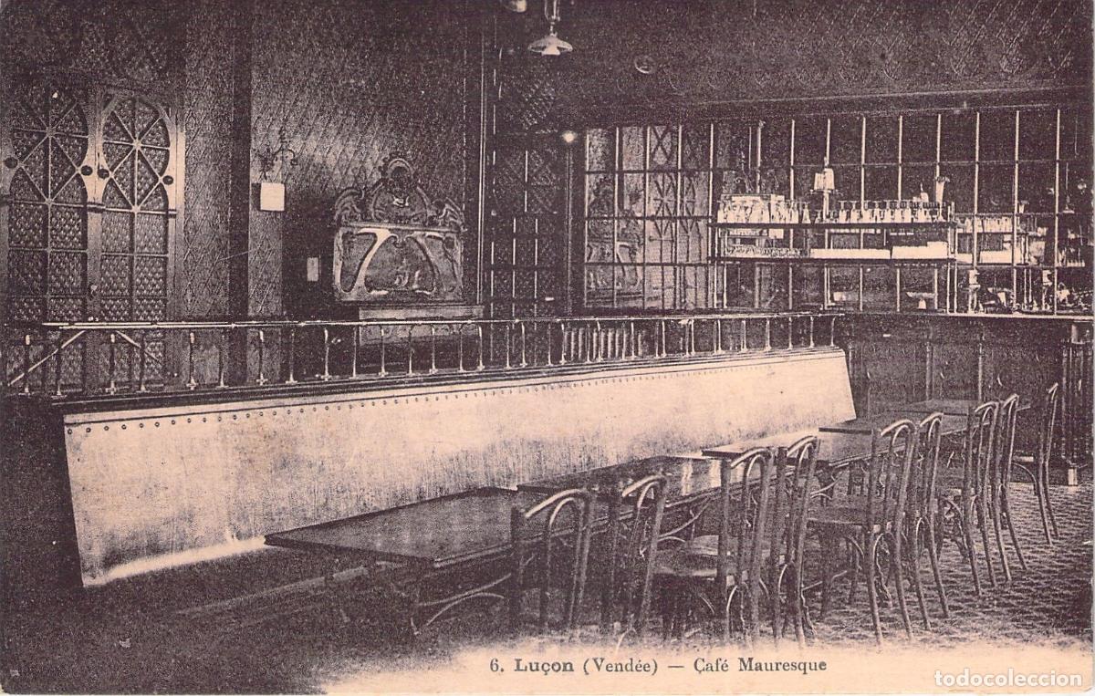 Postales: Postal Antigua del Interior del Caf&eacute; Mauresque en Lu&ccedil;on, Vend&eacute;e