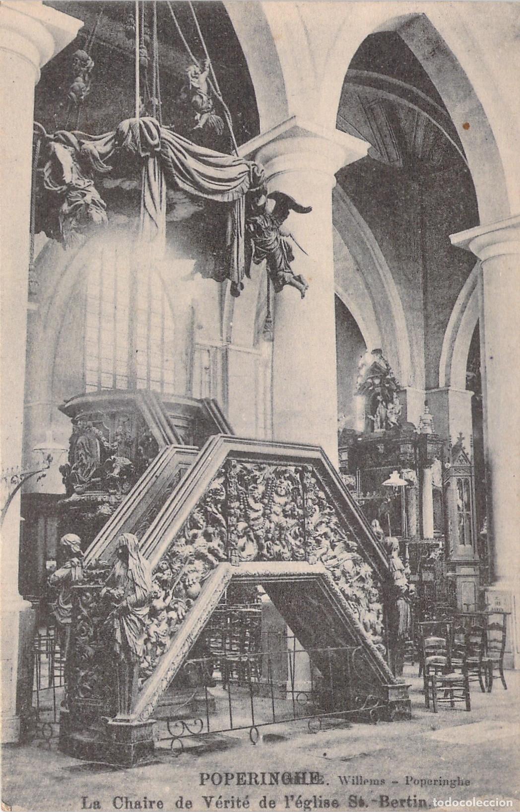 Postales: Postal del P&uacute;lpito de la Iglesia de San Bert&iacute;n en Poperinge