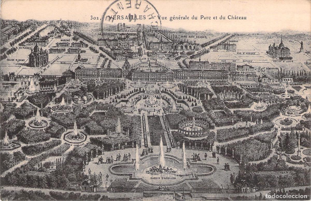 Postales: Postal de la Vista General del Parque y Palacio de Versalles