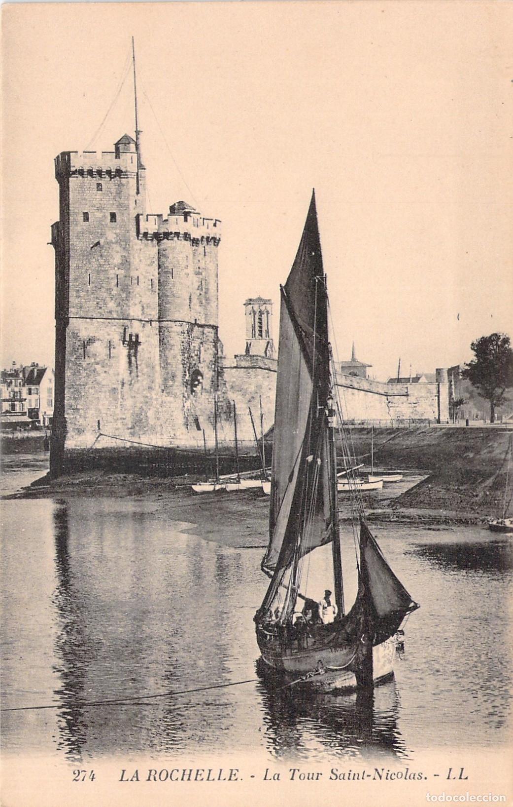Postcards: Postal de La Rochelle, Torre de San Nicol&aacute;s con Velero