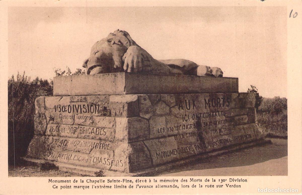 Postcards: Postal Monumento de la Chapelle Sainte-Fine, Le&oacute;n de Souville, Verd&uacute;n