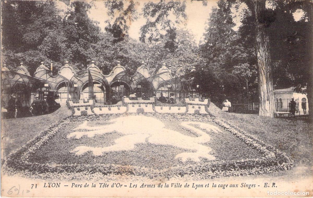 Postcards: Postal de Lyon Parc de la T&ecirc;te d'Or y Escudo de la Ciudad