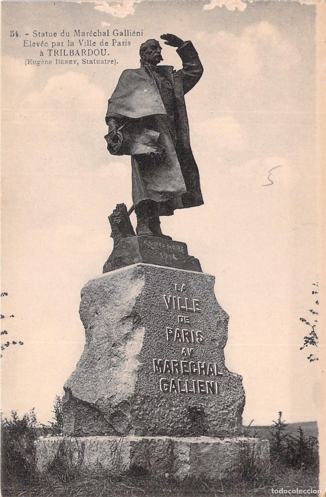 Postales: Postal Estatua del Mariscal Galli&eacute;ni en Trilbardou Francia
