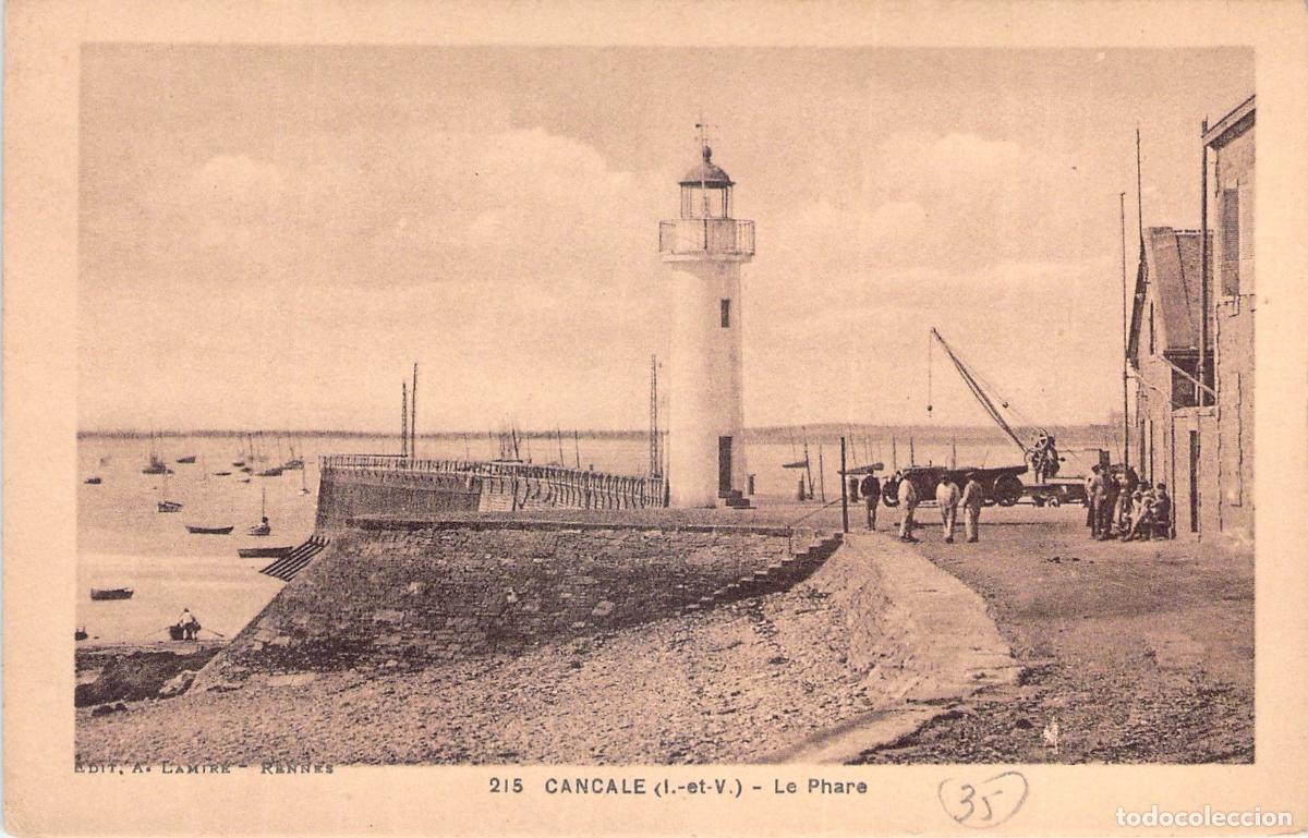Postales: Postal de Cancale, Faro y Puerto en Breta&ntilde;a